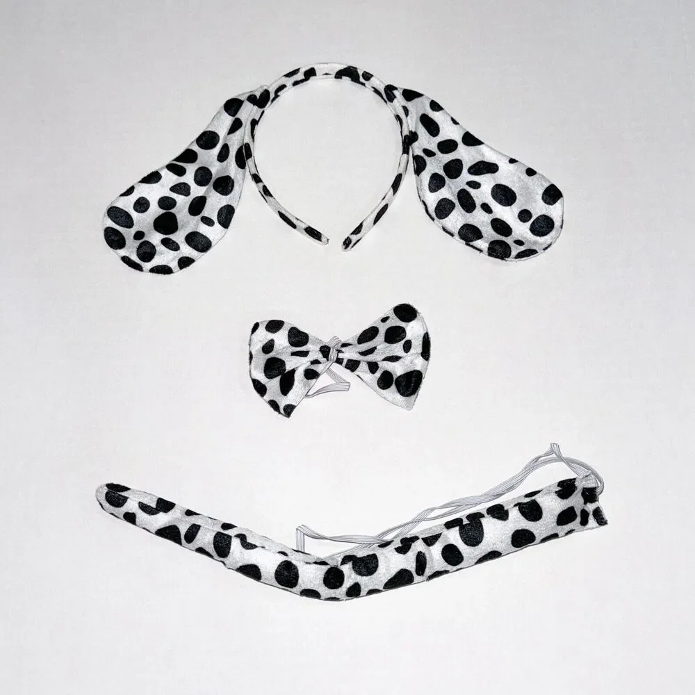 Dalmatian Costume Set Kids Puppy Dog Ears‎ Tail Bow Tie Halloween Cosplay